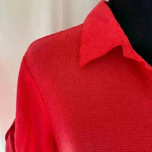 Coldwater creek women's red crepe shirt and skirt set small lightly checkered - Picture 7 of 8